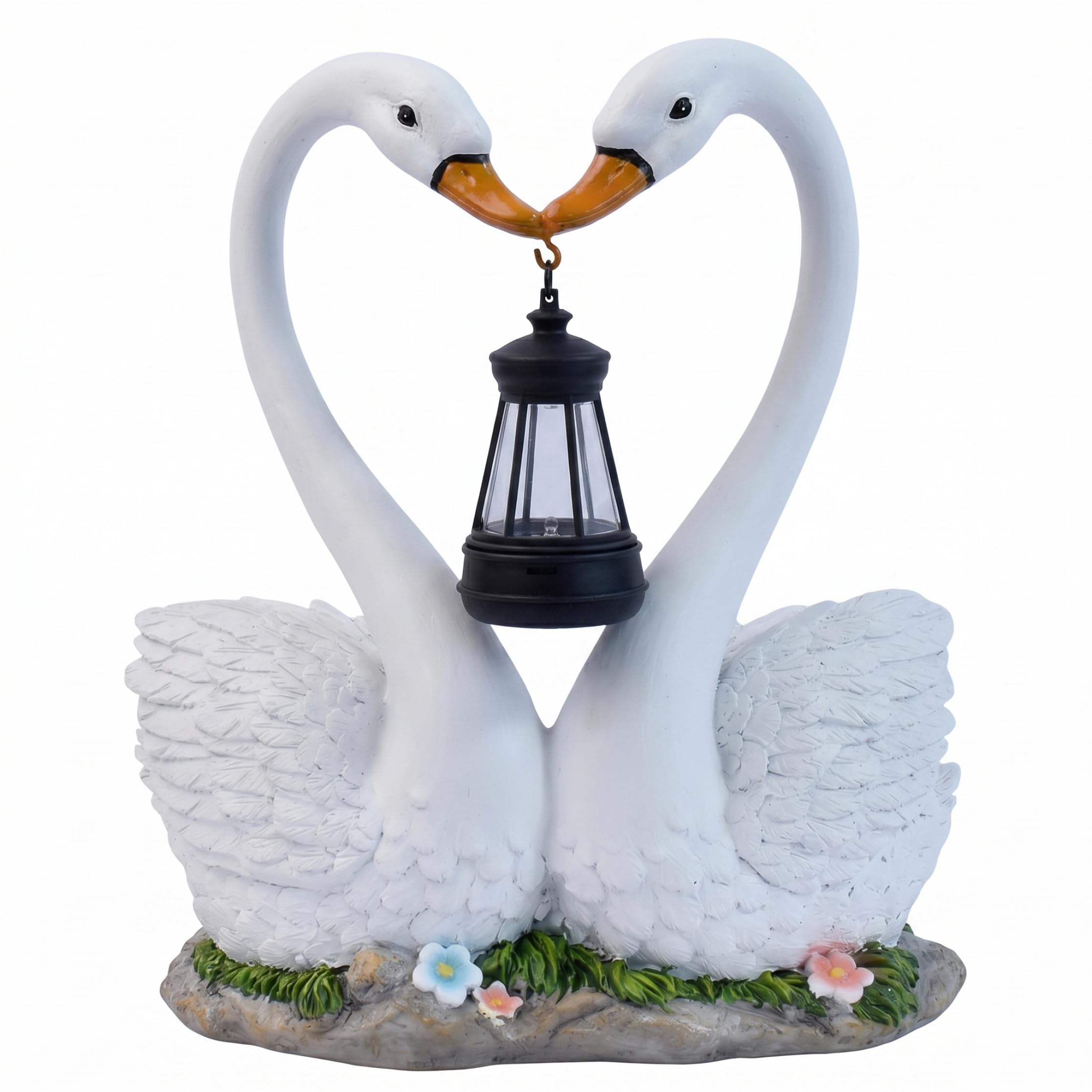 Striegro Solar Garden Statues, Solar-Powered Couple Swan Statue - Waterproof Outdoor Duck Decor with Warm Night Glow for Patio, Lawn.