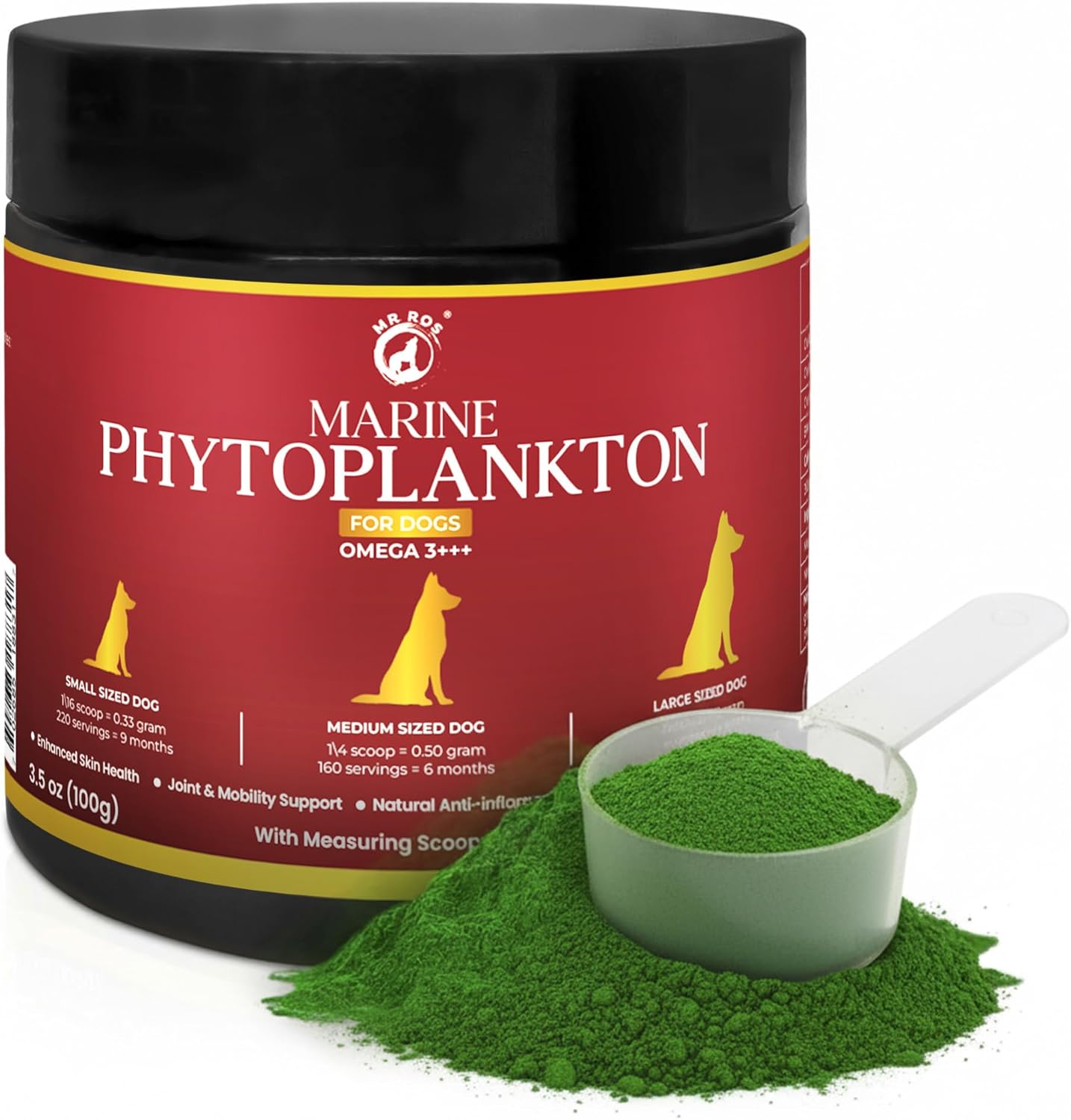 Marine Phytoplankton for Dogs – Strength, Growth & Calm Energy Support – Puppy Development, Muscle Recovery & Vitality for All Breeds – Pure Microalgae Powder (3.5 oz / 100 g)