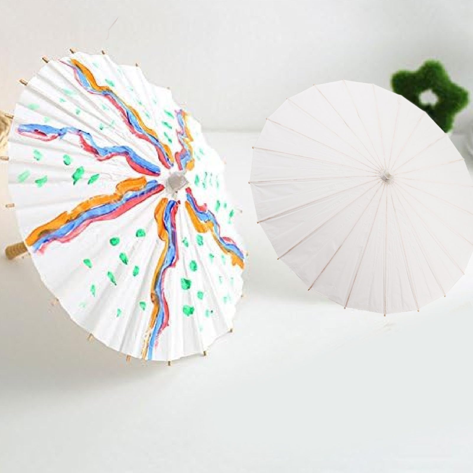 Kleiner Papier-Sonnenschirm, Mini-Bambus und Papier Im Chinesischen Stil,  wei, DIY-Papier-Malschirm fr Babyparty, Party, Hochzeit, Dekorationen,  Basteln, Foto-Requisiten (83cm) : Amazon.de: Kche, Haushalt & Wohnen