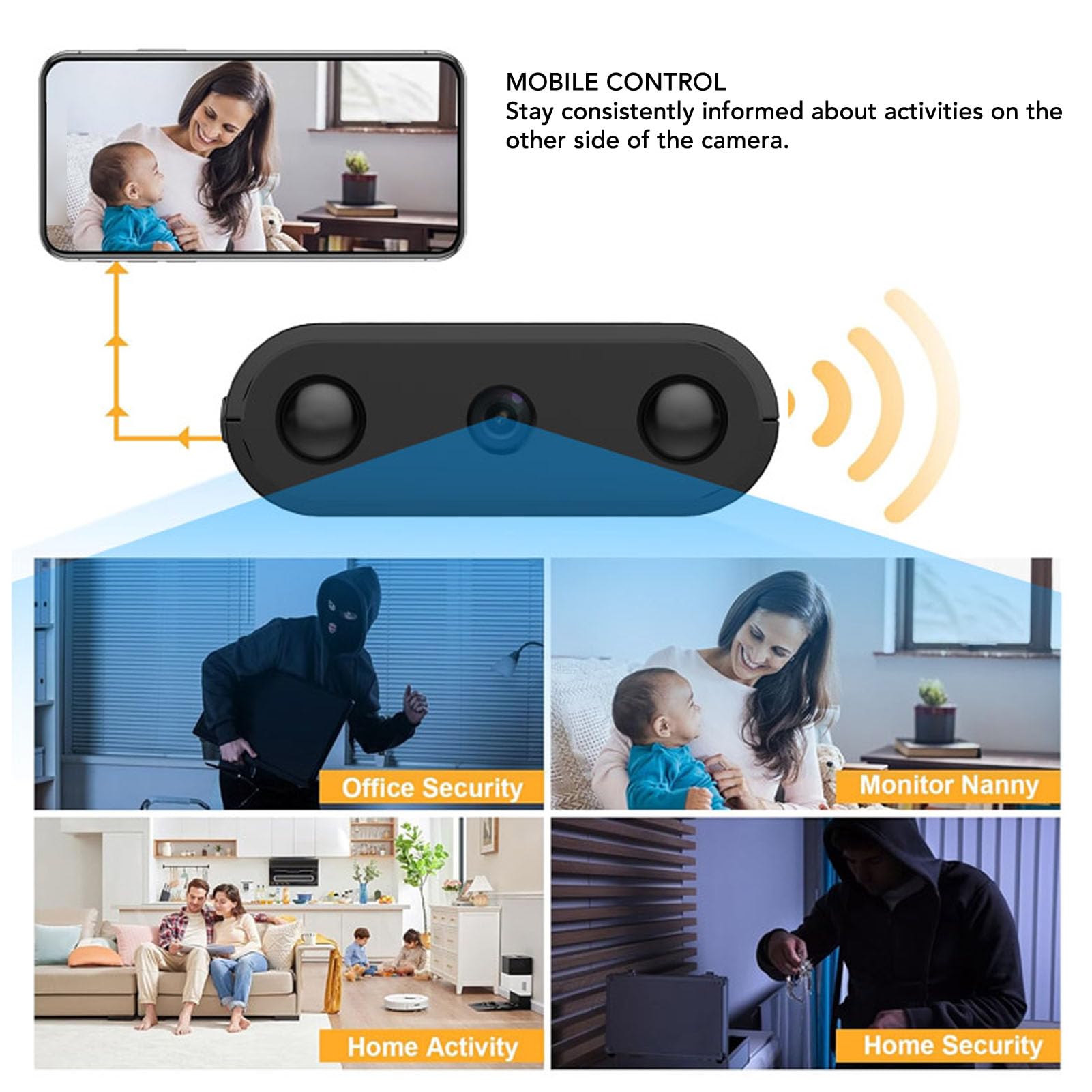 Yunir Small Camera, 1080P HD Night Vision Motion Detection Mini Hidden Security Camera, with Built in Microphone, for Indoor Outdoor Home Security