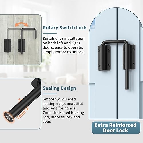 Miniatura 4 de Cerradura de bucle de puerta corredera mejorada, cerradura multiángulo en forma de U de 2.38 pulgadas para puerta corrediza de granero de 90180