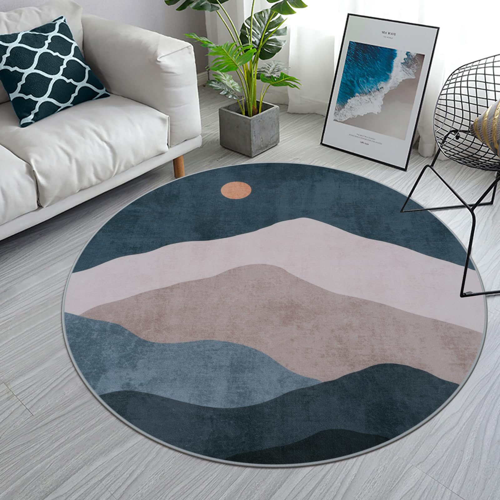 Amazon.com: Sungea 4ft Abstract Round Area Rug,Chic Faux Wool