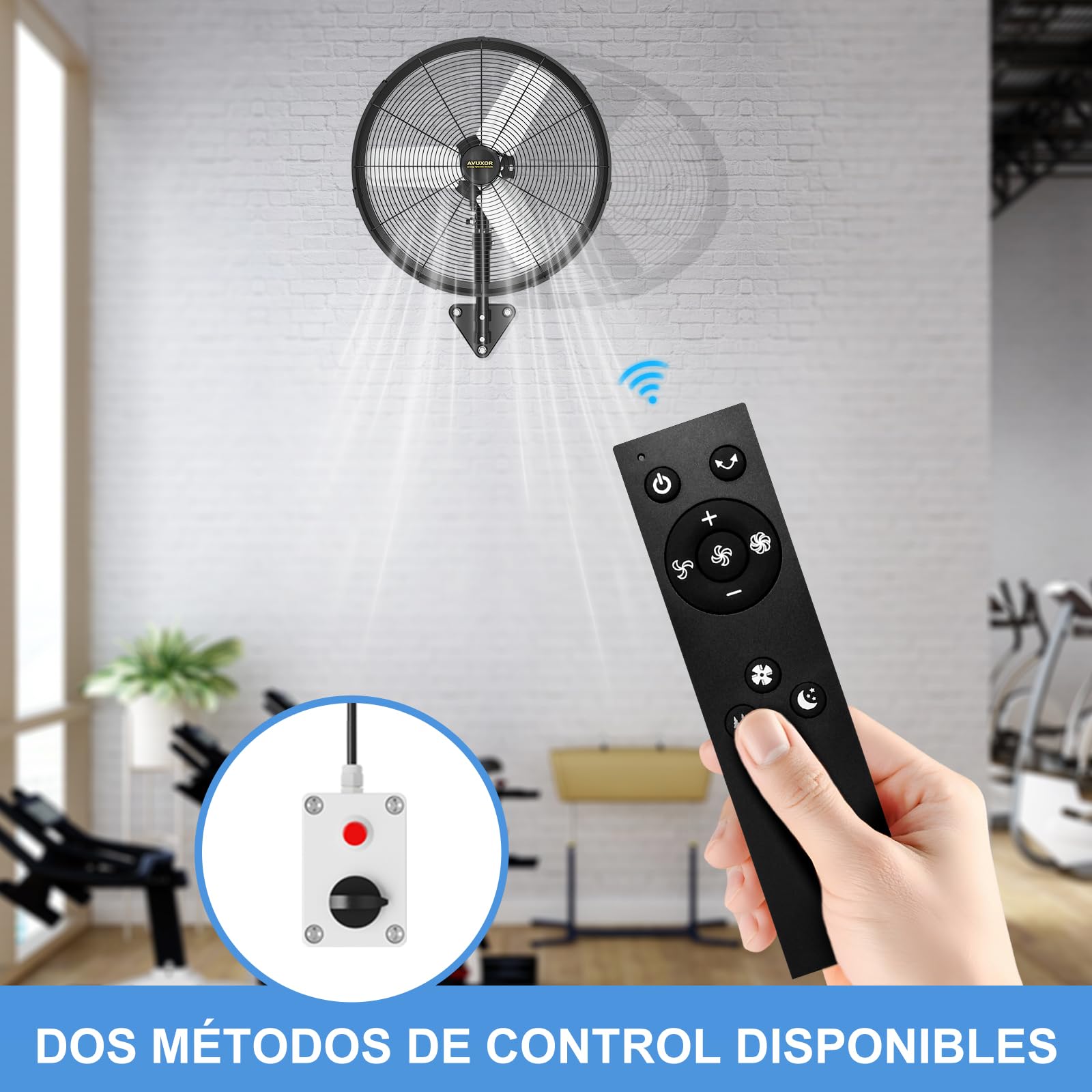 Ventilador de Pared Exterior 60 cm con Mando a Distancia, Ventilador Industrial Oscilante de 4 Velocidades, Motor DC Sin Escobillas, Resistente al Agua, para Garaje, Almacén, Fábrica, Taller, Terraza