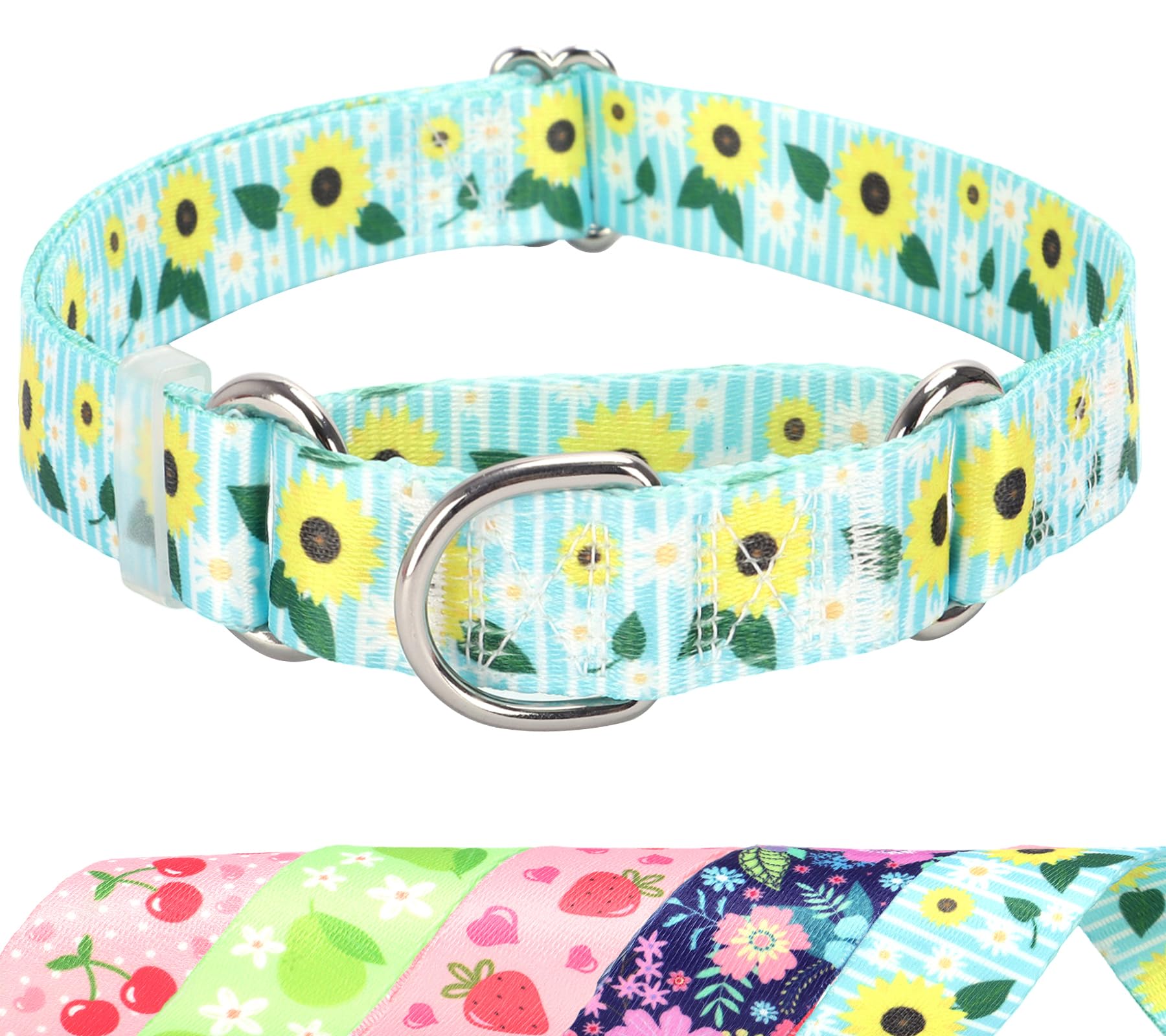 Martingale Dog Collar for Small Dogs，No-Slip Escape Proof Choke No Pull Sunflower Dog Collar for Male and Female Dogs for Walking Running Training -M