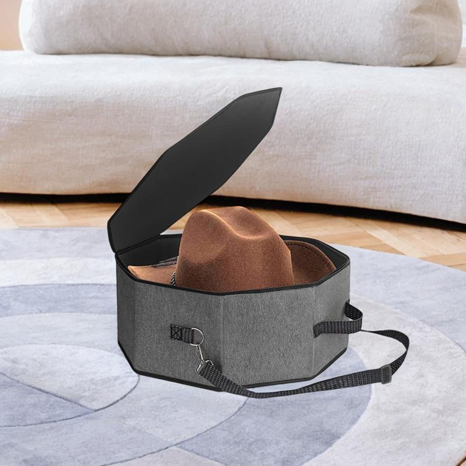 Harilla Estuche para Guardar Sombreros, Estuche para Sombreros de Playa con Asas, Organizador Versátil, Organizador para Gorras de Vaquero, Sombreros de, Gris, Individual
