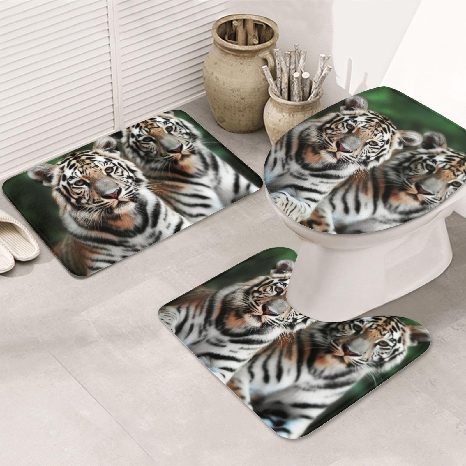 Tapis de bain antidérapant lot de 3 haute absorption avec tapis contour WC lavable