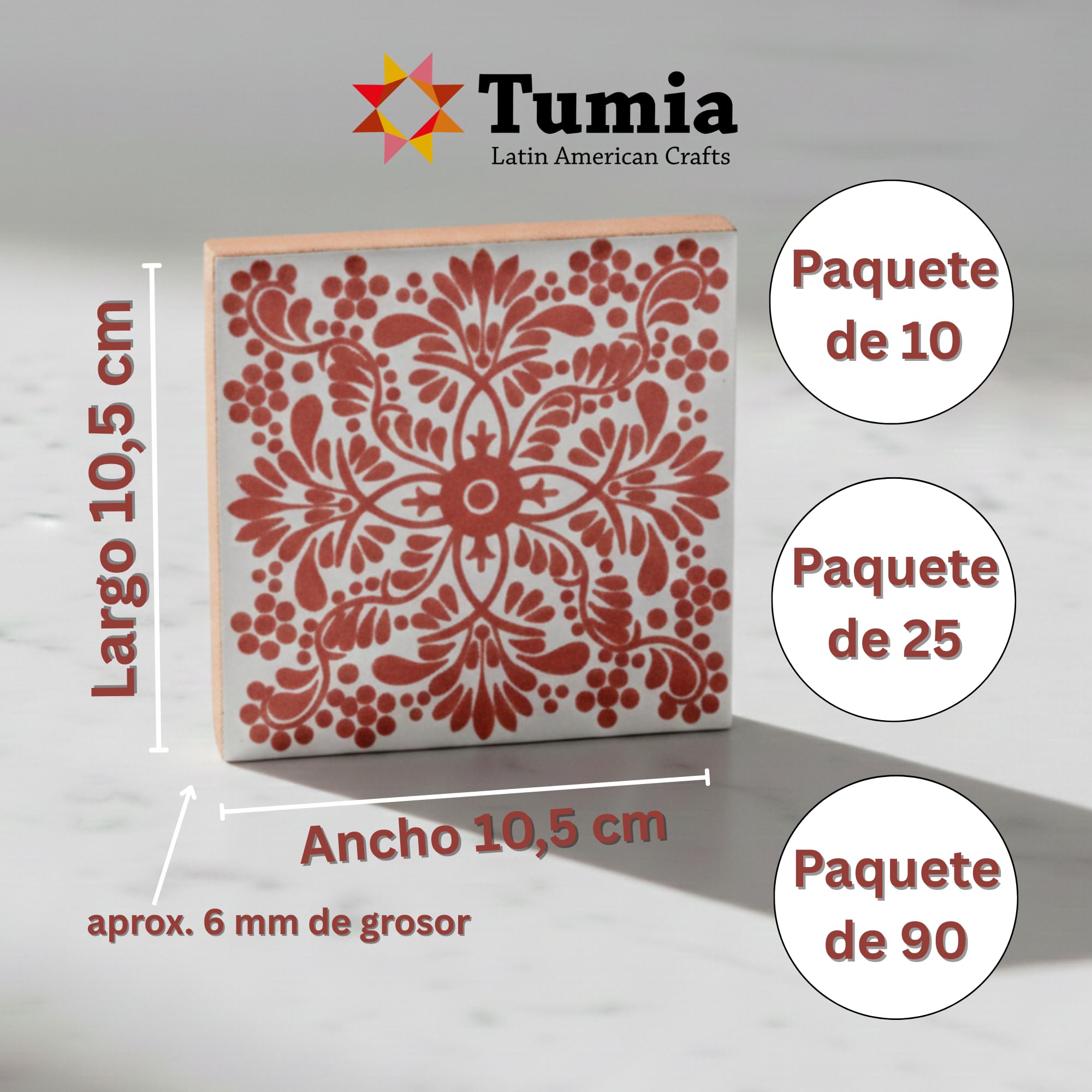 Tumia LAC Azulejos Mexicanos Artesanales de Talavera de 10.5cm