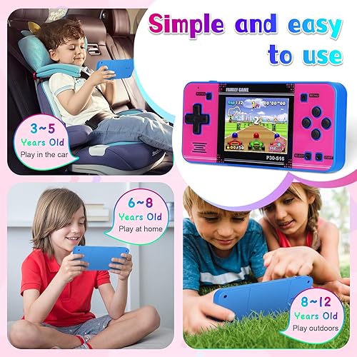 Miniatura 5 de Juego de mano para niños, videojuegos integrados de 220 bits de 32 bits, pantalla IPS de 3.0 pulgadas, juego portátil recargable, mini arcade de