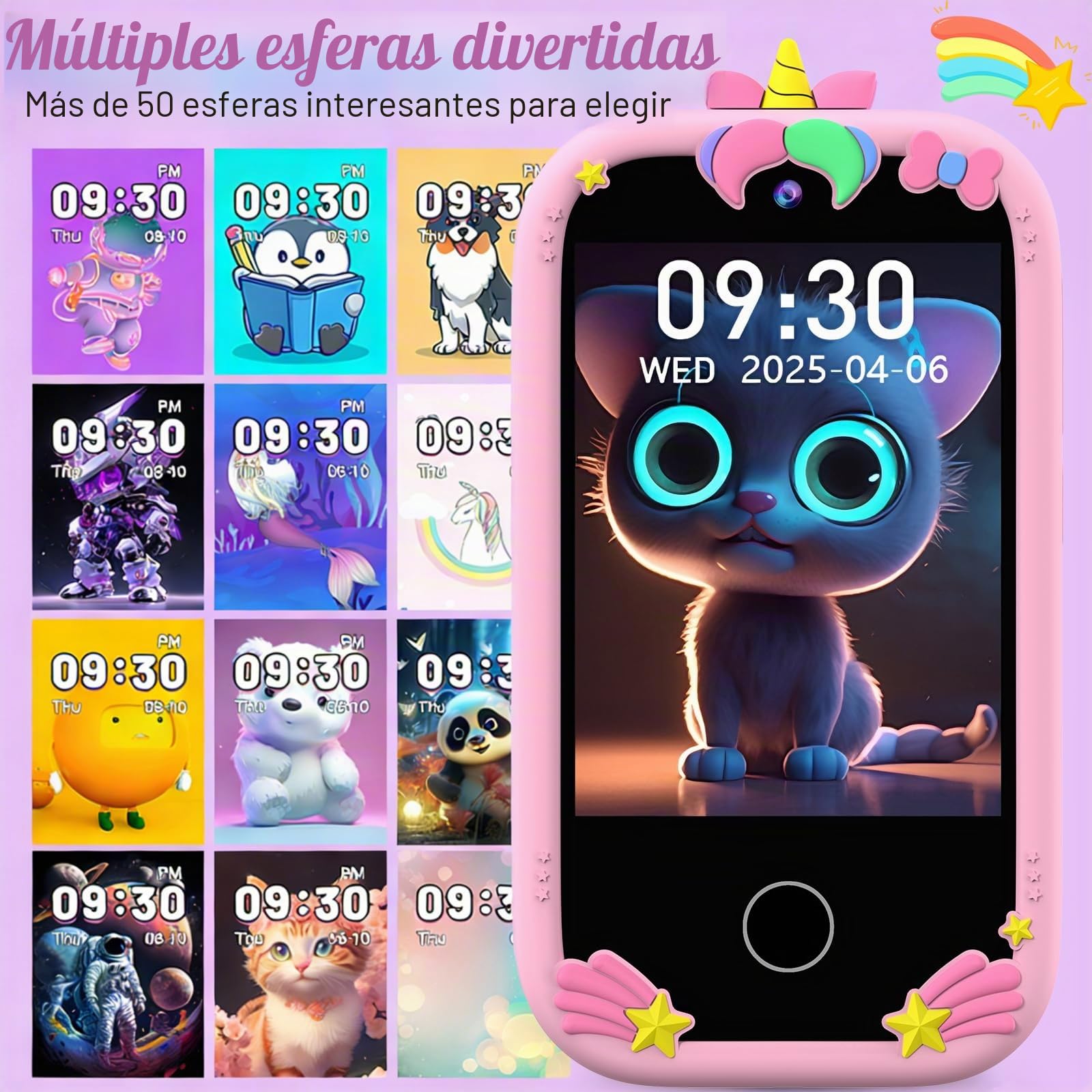 Smartphone Niños, Teléfono Móvil para Niños con Doble Cámara, Pantalla táctil de 2,8 Pulgadas, Música y Juegos, Tarjeta SD de 32 GB, Cumpleaños para Niñas y Niños de 3-10 Años