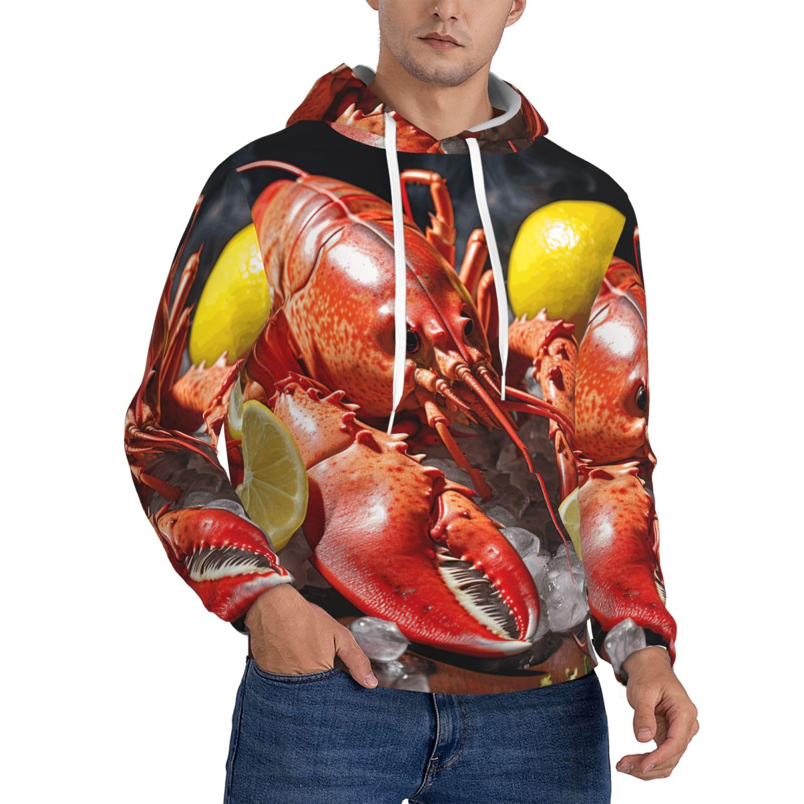 Sweat à capuche homme polyester imprimé citron pull sport EdWal - 8