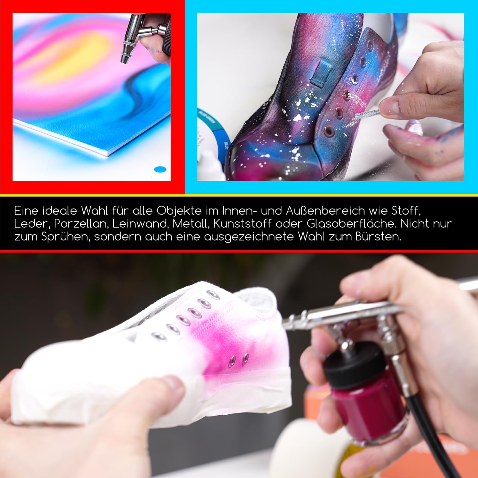MEEDEN Airbrush Farbe, Airbrush Farbset 30mlx 60 Farben, deckende und durchscheinende Farben, auf Wasserbasis, Premium-Airbrush-Farbset für Anfänger, Hobbyisten und Künstler