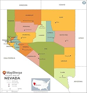 Nevada Counties Map - Standard - 36" x 38.75" Laminated