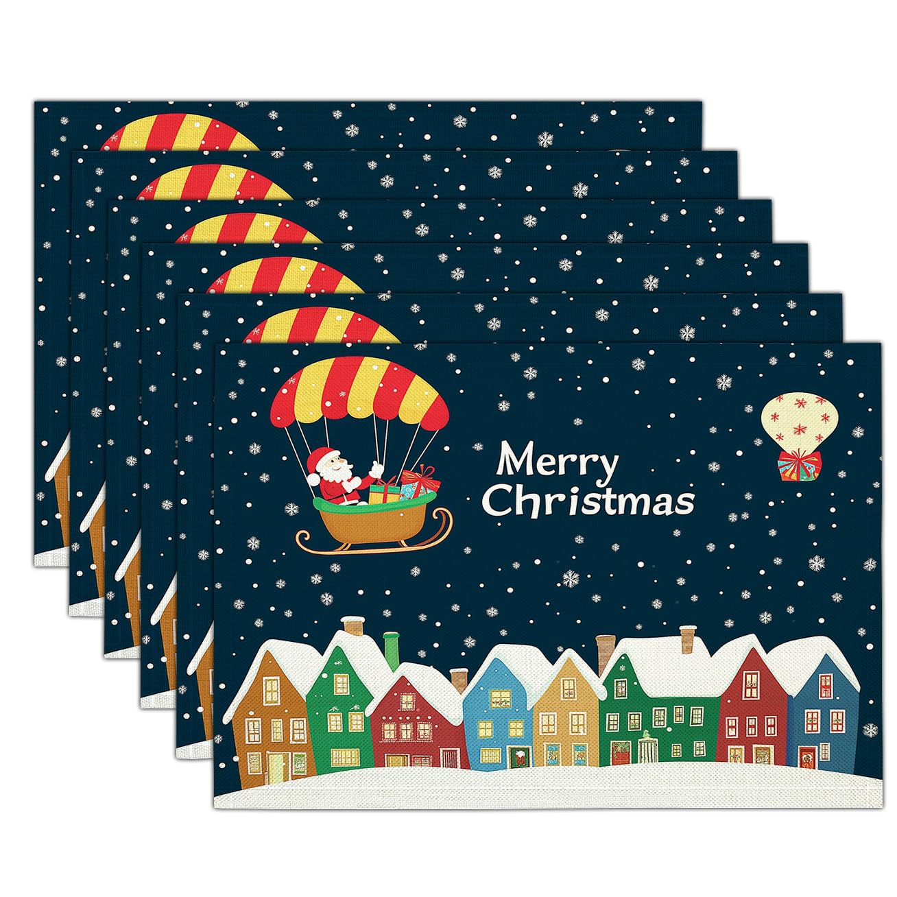 Sets de table dessin animé de Noël pour repas de fêtes en famille 30 x 45 cm