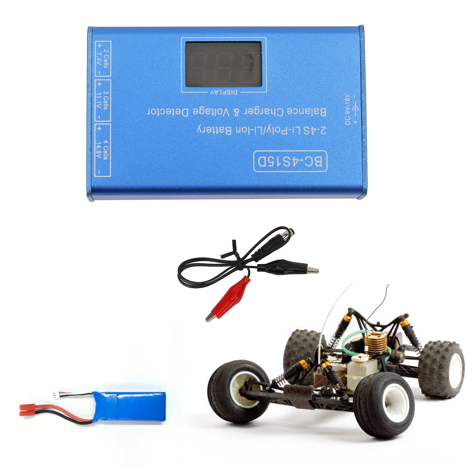 Battery Balance Charger Checker, 2 to 4S Voltage Tester Digital Display AC for Lithium Batteries, Quick Charging, Automatic Repair (US Plug)