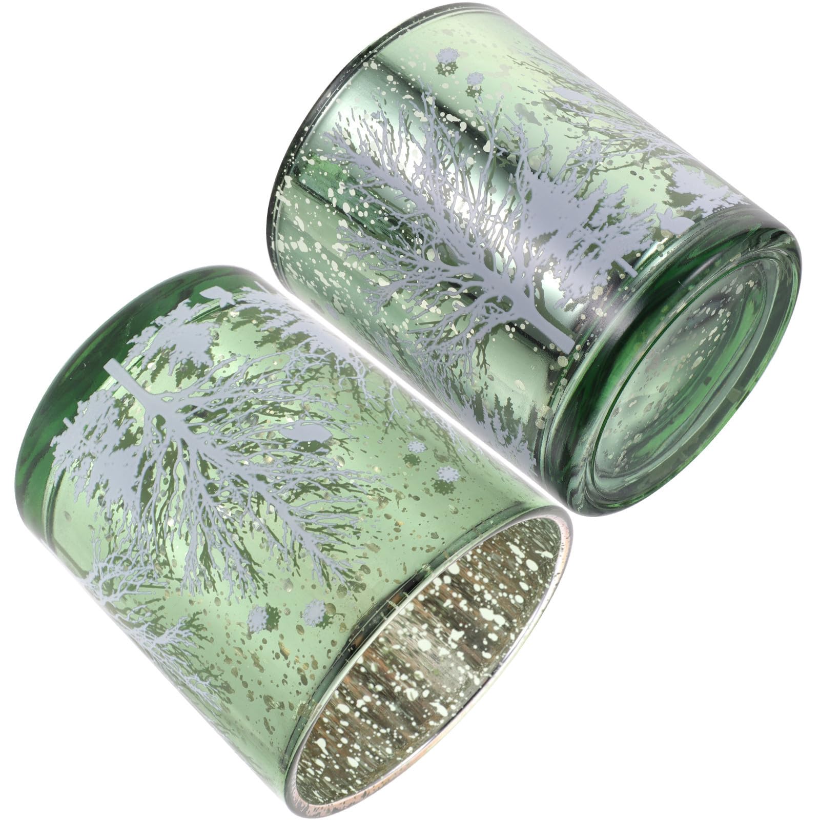 TOYANDONA 6 Piezas Portavelas de Cristal Navideño Árbol de Navidad Verde