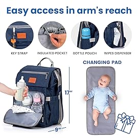 PILLANI Baby Diaper Bag Backpack - Large Bag for Boys & Girls, Waterproof Diaper Backpack - Travel Diaper Bags w/Changing Pad, Baby Registry Search & Shower Gifts - Essentials Must Haves Newborn Stuff