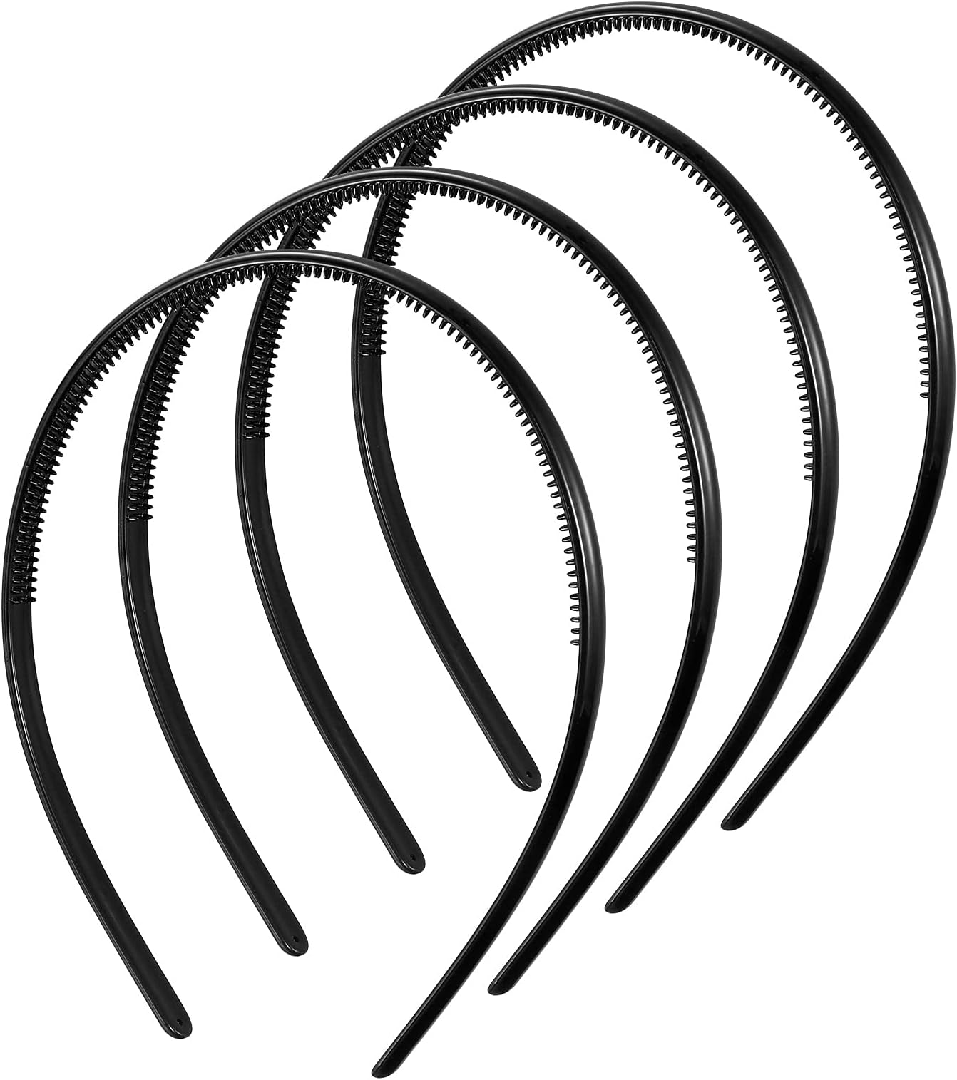 4 PCS Head Bands for Men, Plastic Plain Sport Headbands Elastic Comb Non-slip Hair Band, DIY Hair Hoop Gripper Teeth Hairbandfor Men and Women