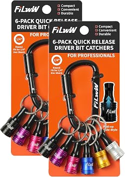 Bit Holder Keychain,12Pcs 1/4 Quick Release Driver Bit Catchers Tool Gifts for Men,Quick-Change Extension Bar Keychain Drill Screw Adapter Portable for Organizer
