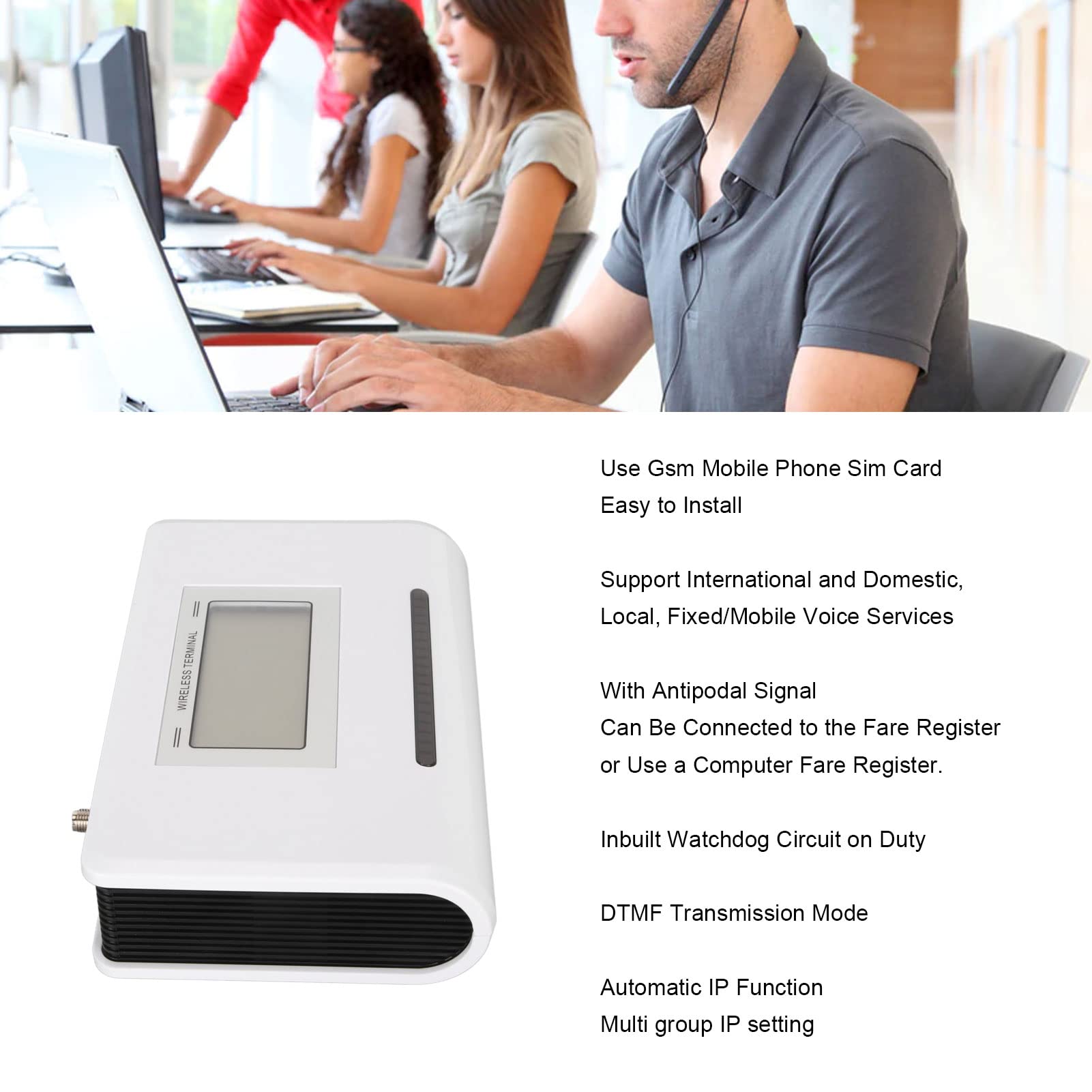 Naroote gsm Desktop Llamador, ID de Señal de Recepción de Recepción de Banda Cuádruple de 100-240 V (Enchufe de la UE)