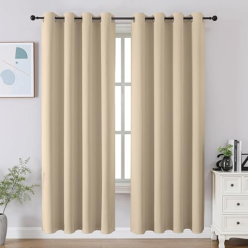 Miniatura 17 de CUCRAF Juego de 2 paneles de cortinas opacas negras de 54 pulgadas de largo, cortinas de oscurecimiento de habitación para sala de estar y