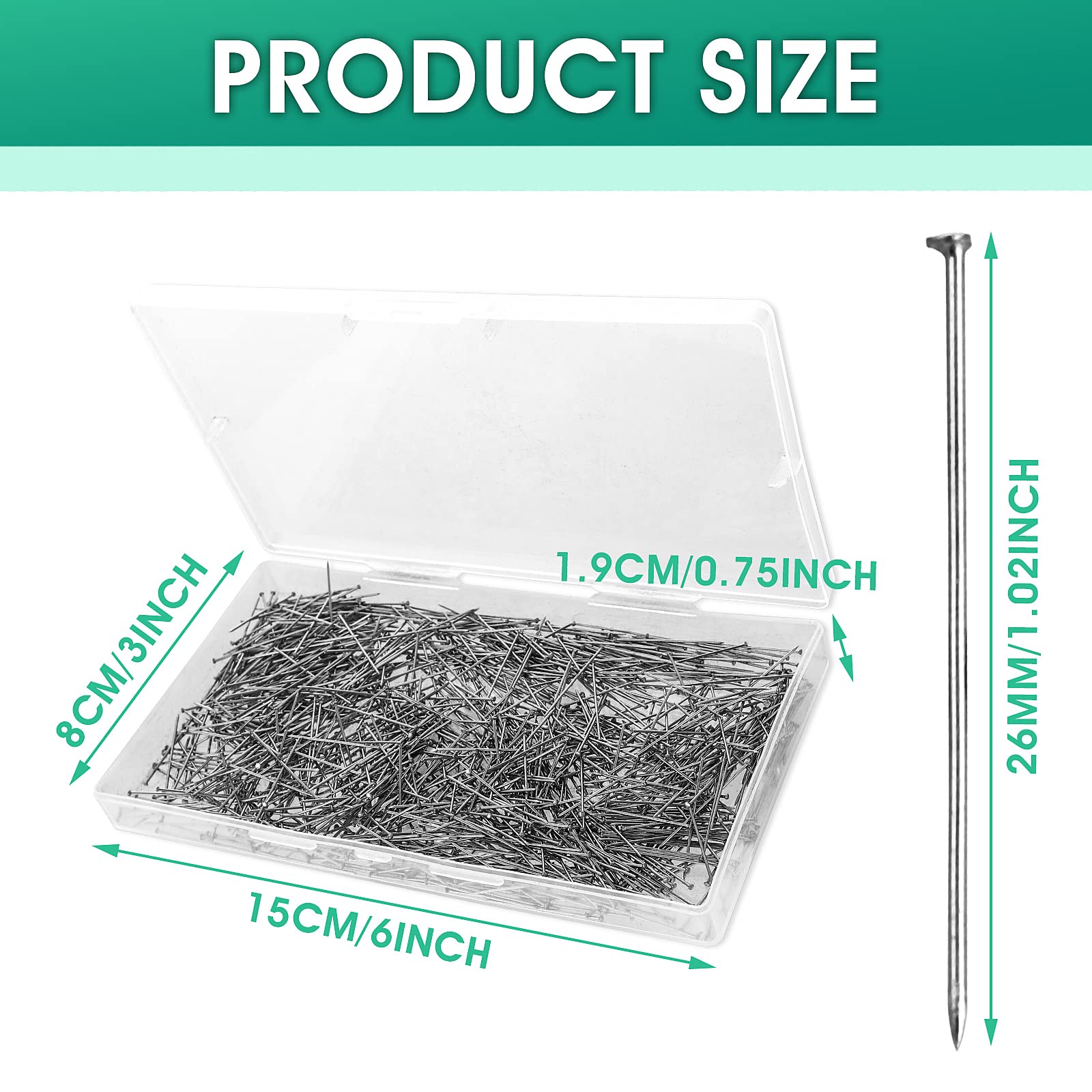 1100 Spilli Da Cucito In Acciaio Inox - 2.5 Cm, Per Sartoria, Crafting E Decorazioni - Foto 10