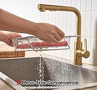 Vista 5 de Extendable Dish Rack with Feet, Vegetable Colander Basket, Stainless Steel Dish or Silverware Drying Rack, Ultimate Kitchen Organizer Over The Sink