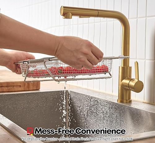 Miniatura 5 de Extendable Dish Rack with Feet, Vegetable Colander Basket, Stainless Steel Dish or Silverware Drying Rack, Ultimate Kitchen Organizer Over The Sink