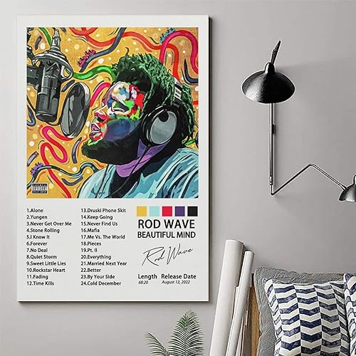 Vista 12 de VOXN Póster con diseño de ondas de barra, póster de álbum de la mente hermosa, póster de los años 90, arte de pared, decoración estética, pósteres