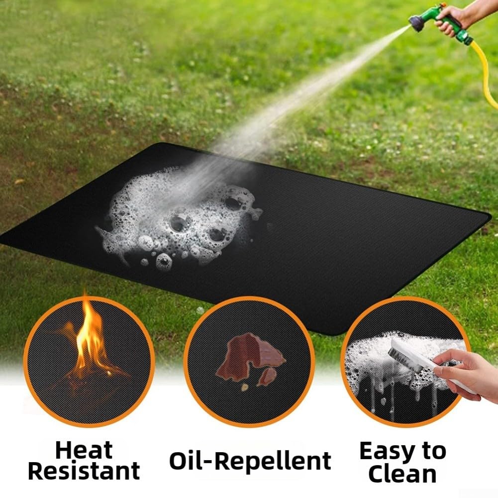 Tapis de cuisson en fibre de verre pour barbecue avec propriétés ignifuges et résistantes à la chaleur, protégeant les sols extérieurs tels que les terrasses et les terrasses pendant les activités de