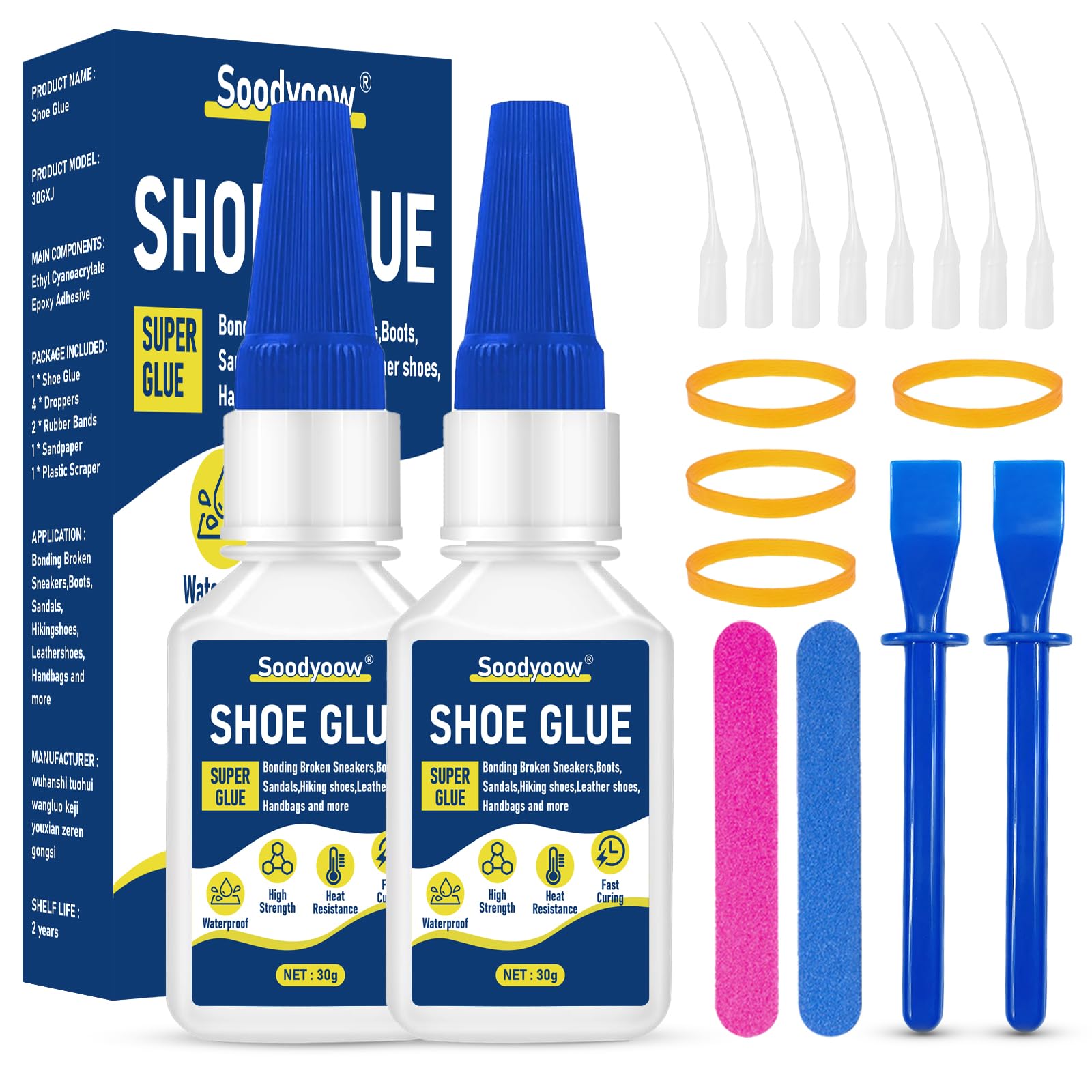 Soodyoow 2X30g Shoe Glue, Waterproof Transparent Glues for Shoes, Quick Dry Shoe Sole Glue, Strong Glues for Shoes Repair for Sole,Boot,Sneaker,Athletic Shoes,Heels,Sandals โ image 1