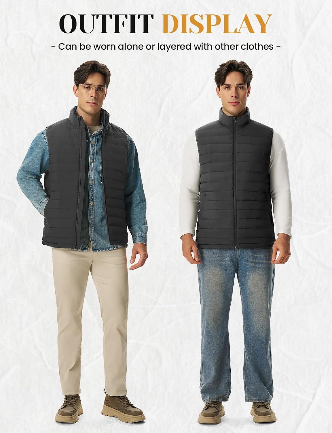 Rdruko Men's Winter Puffer Vest Outerwear Sherpa Lined Vest