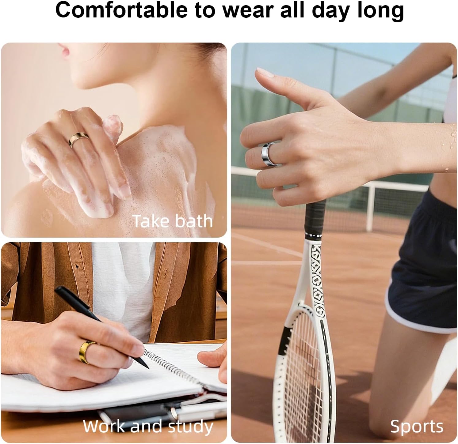 PAXAM Smart Ring for Women & Men Health & Fitness Tracker | No Subscription. 5-Day Battery. Tracks Sleep, Heart Rate, HRV, Stress & Activity. IP68 Waterproof. iOS & Android Compatible