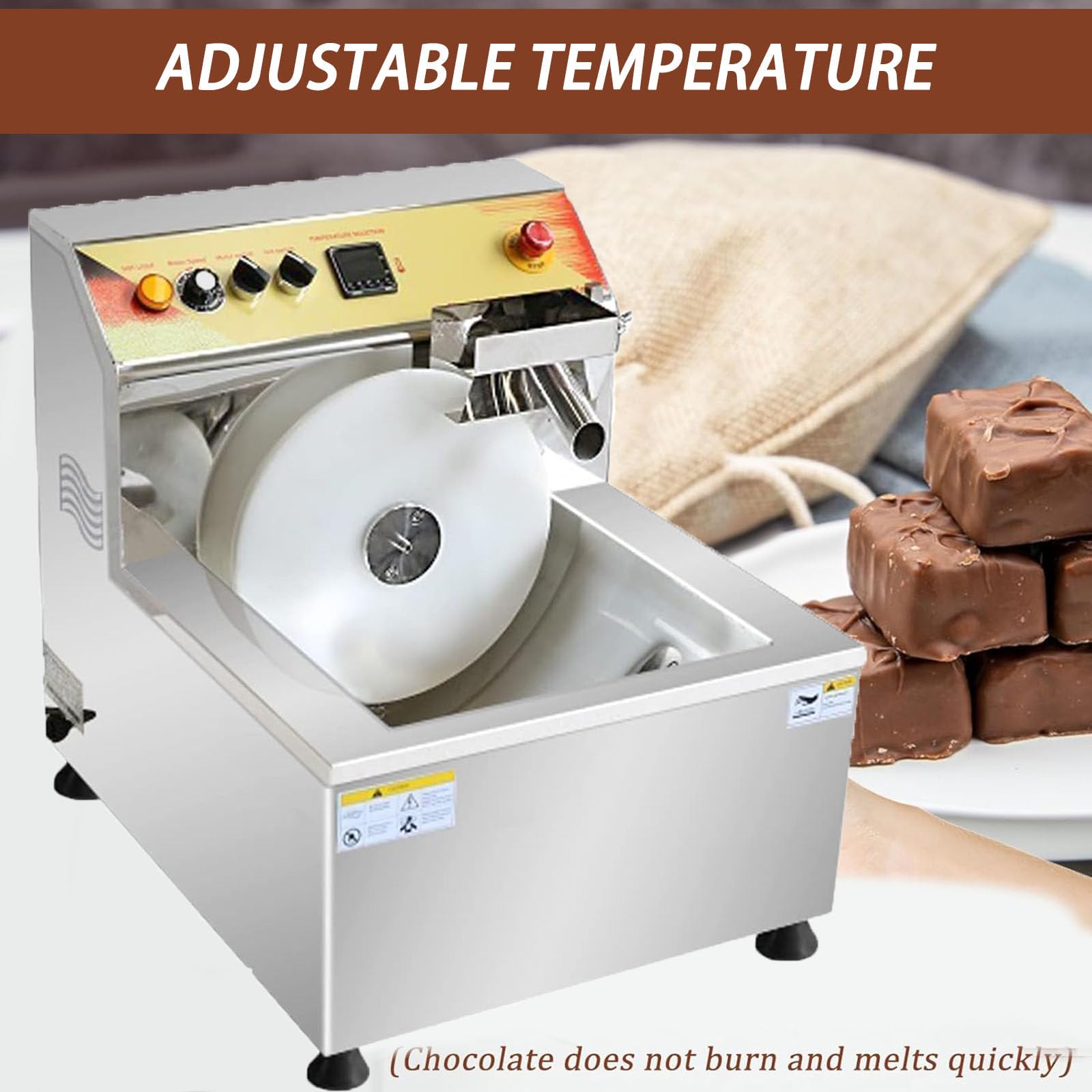 Fondoir À Chocolat Professionnel avec Thermostat, Chauffe-Chocolat Électrique 600 W en Acier Inoxydable pour Faire Fondre Et Chauffer Le Chocolat, Le Lait Et La Crème.