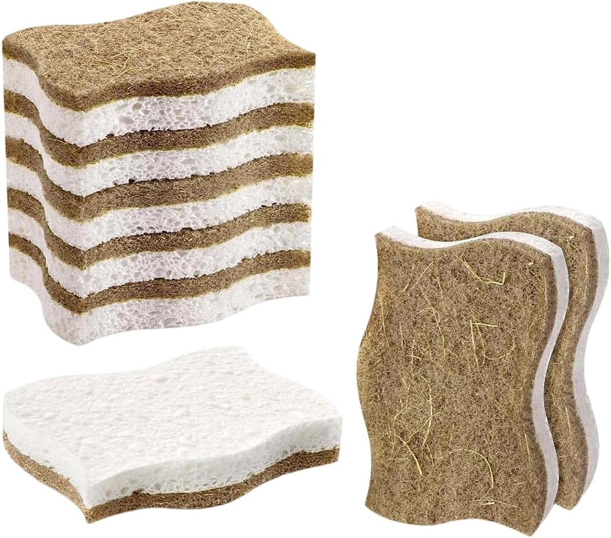 8 Pack Eco Friendly Kitchen Sponges,Non Toxic Dish Sponge|Natural