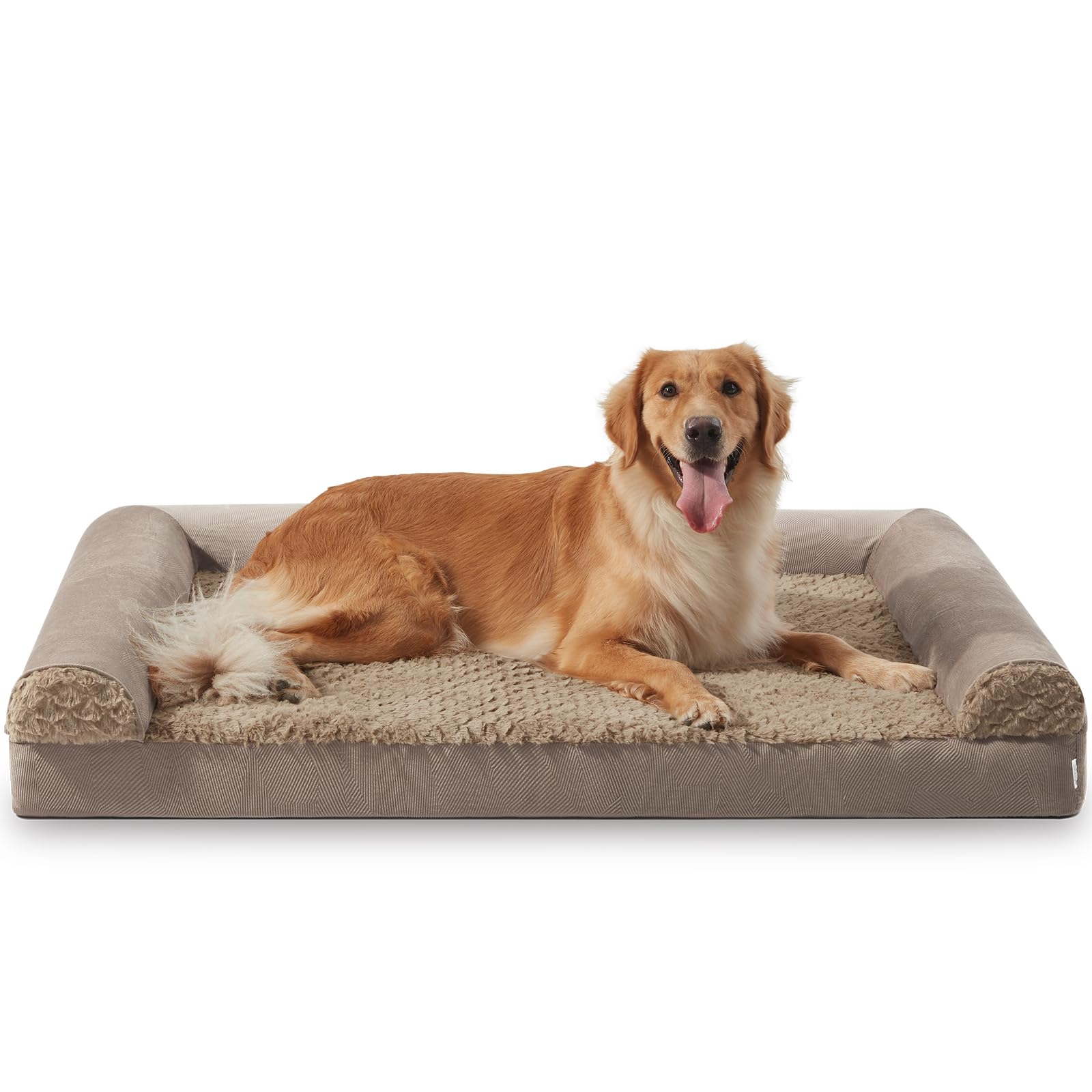 FURTIME Cuccia ortopedica per cani di taglia grande, cuscino ergonomico per cani XL – 107 x 76 cm cuscino per cani lavabile con imbottitura rimovibile antiscivolo in schiuma ortopedica