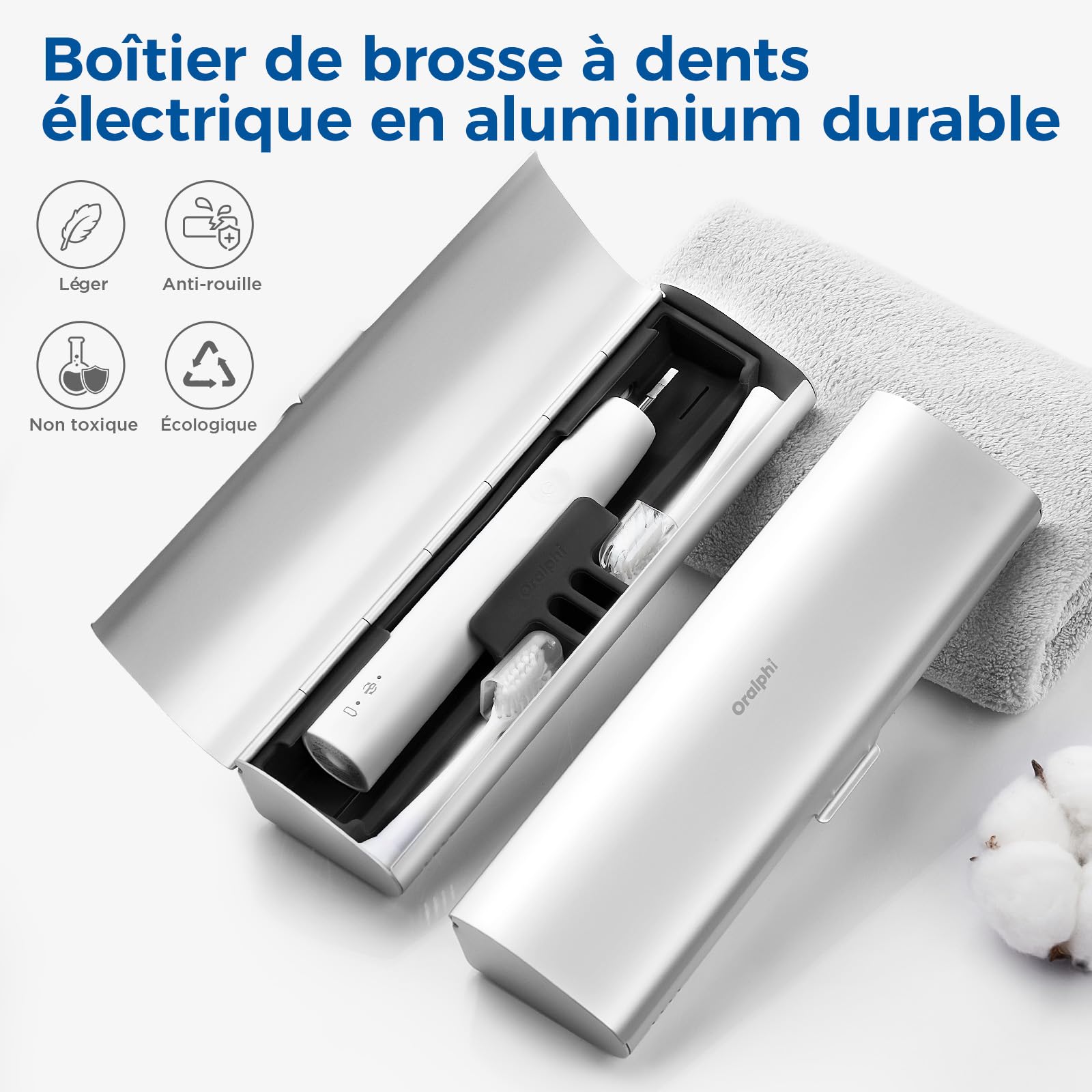 Etui Brosse a dent Electrique pour Oral B/Oral-B Pro/Oral-B IO/Philips Sonicare 4100 5300 et la Plupart des Autres Marques de brosses à Dents,Boite Brosse a dent pour Voyage,Maison,Argenté