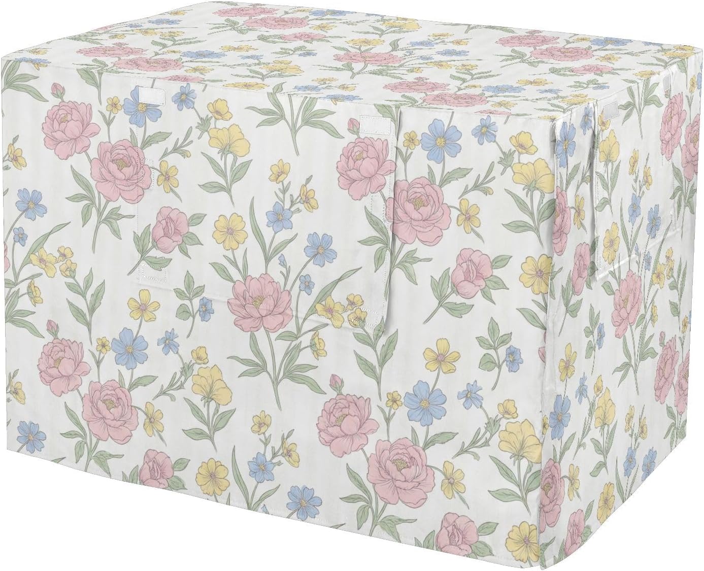 Duty 600D Silver Coated Dog Crate Cover, Water-Resistant Floral Print Pet Kennel Canopy with Mesh Windows for Optimal Ventilation, Universal Fit for Standard Wire Cage, Indoor & Travel