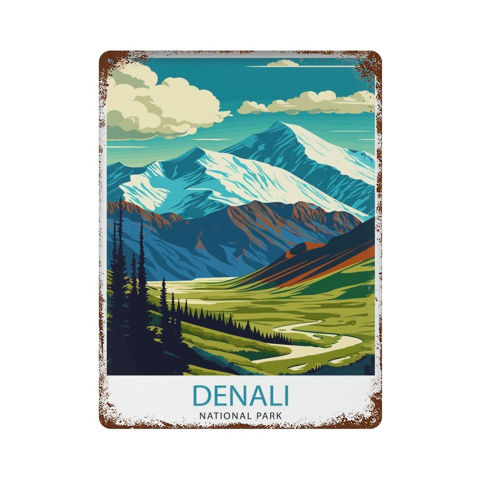 xiaoxiaoshen Denali National Park Alaska Travel_5 Wall Decor Art Metal Tin Poster Modern Home Decor Art Home Bar Shop Decorations Vintage Sign 40x30cm