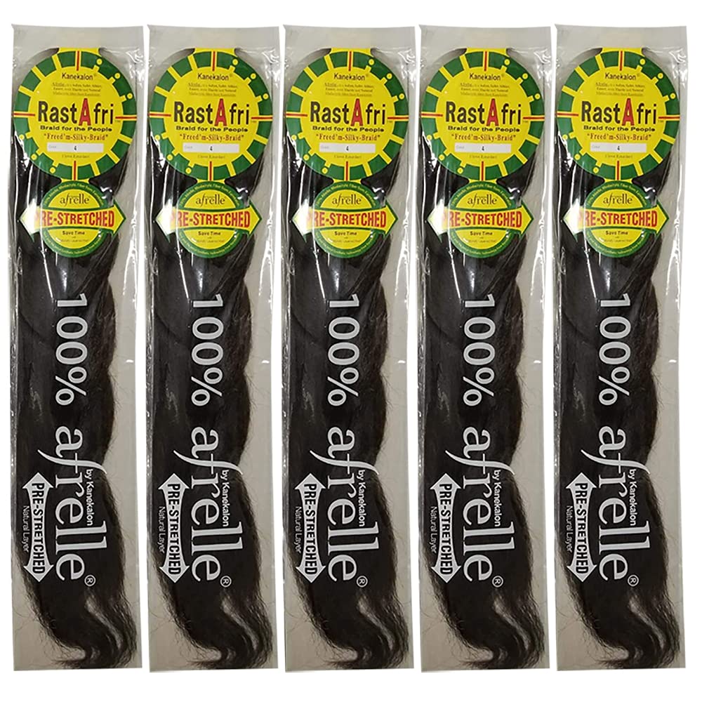 Photo 1 of RastAfri Pre-Stretched Silky Braiding Hair (5 Single Packs, #4)