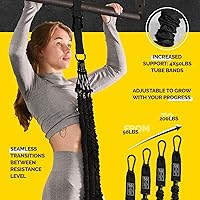 Vista 3 de Pull Up Assistance Bands - 4 Heavy Duty Pull Up Bands with Adjustable Strap and Foot Rest - Stackable Pull Up Assist Band Set for Pull Up Bar