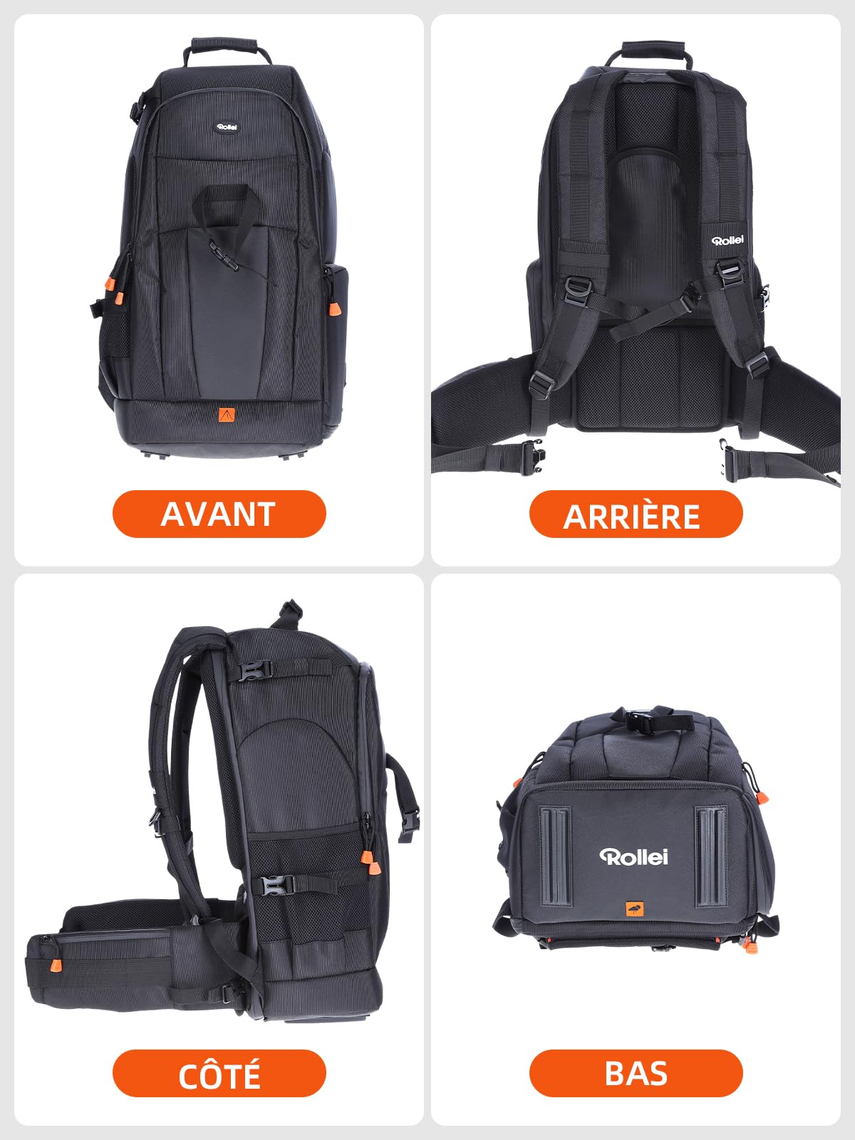 Sac à Dos pour Appareil Photo, Rollei Fotoliner Sac a Dos pour Photographes avec Compartiment pour Ordinateur Portable Sacs de Photographie pour Appareils Photo Reflex Numériques 33 x 56,5 x 22cm Noir