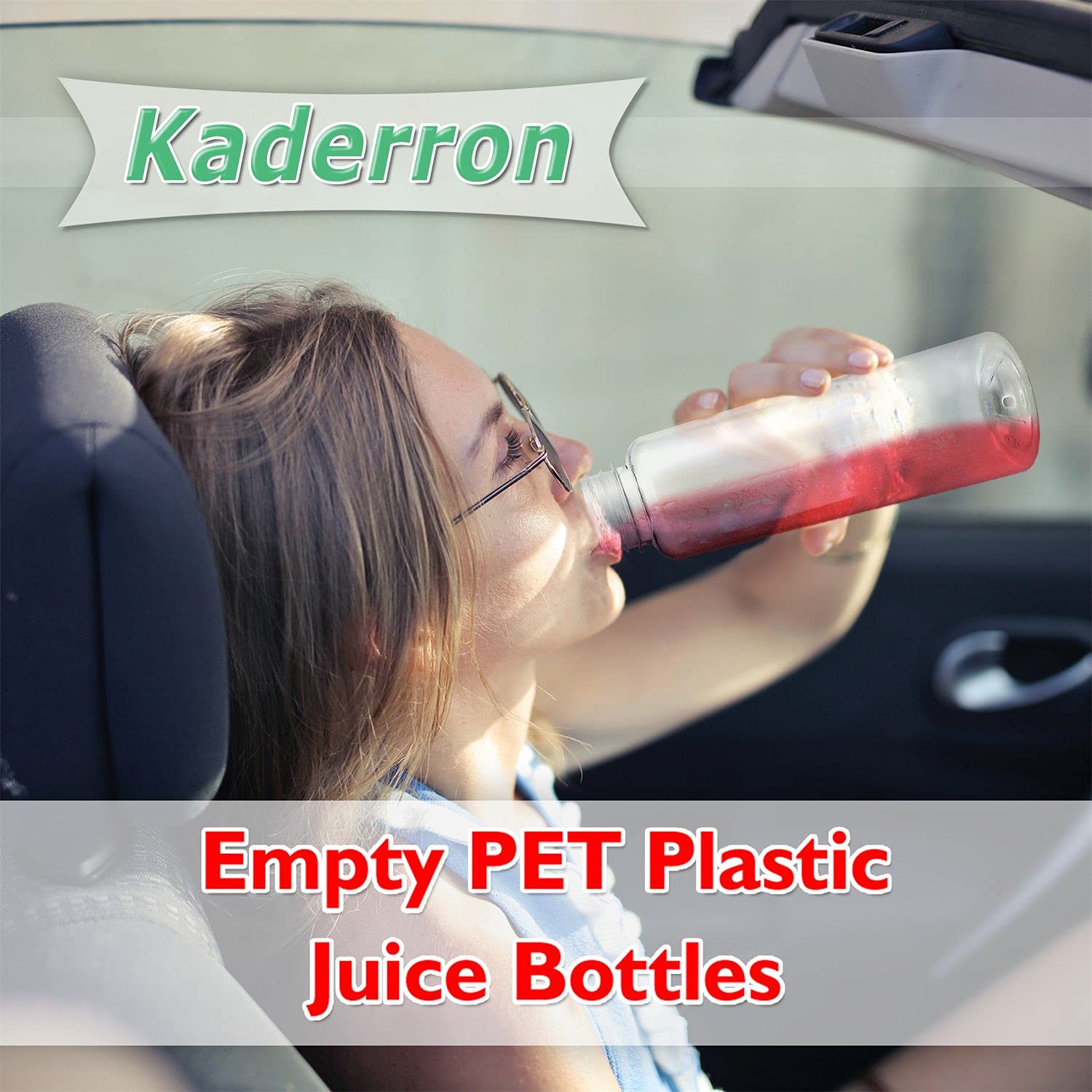Kaderron 48pcs 8oz Plastic Juice Bottles with Caps, Empty PET Disposable Plastic Bottles Bulk with Black Tamper Evident Lids for Juicing, Drinking and Other Beverages