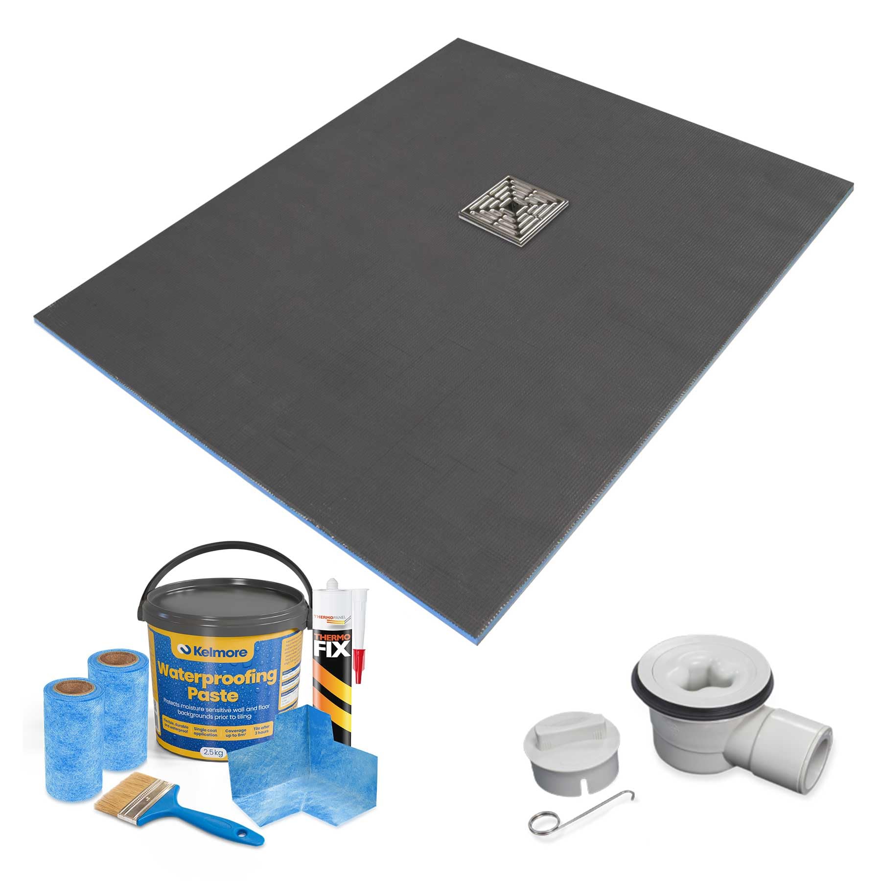 Thermopanel 1400 X 900 X 25Mm Rectangular Shower Tray With Offset Drain And Tanking Kit