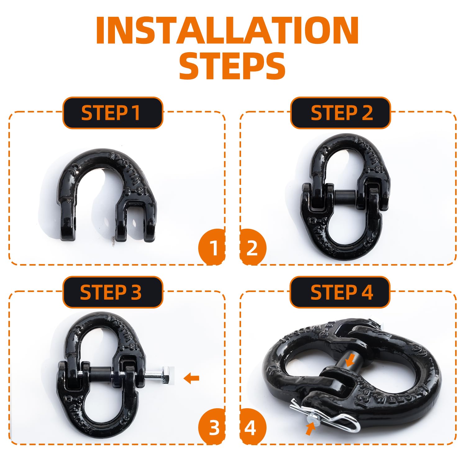lifgarfe 2 Conectores de Acoplamiento Hammerlock de 1,27 cm, Conector Adaptador de Cadena de Seguridad, Enganche de Remolque