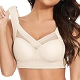 Womens Bras for Older Women Seamless Wireless Posture Correcting Push Up No Underwire Anti Sagging Full Coverage Ice Silk Bra