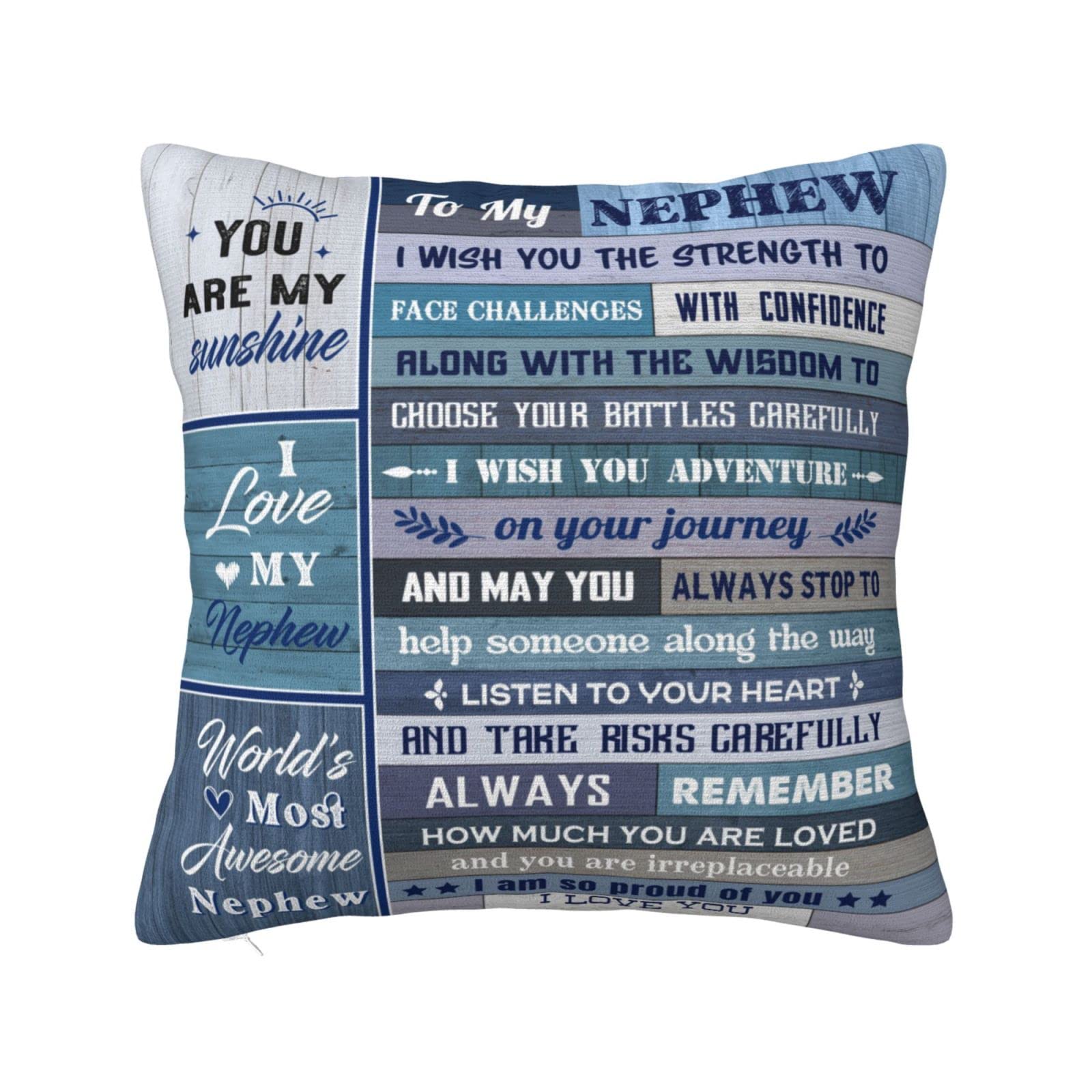 Aotbuort Christmas Nephew Gifts from Auntie, for Nephew from Aunt, Best Nephews Gift for Christmas from Uncle, Happy Birthday Gifts for Nephews Xmas Throw Pillow Cover 18 x 18 Inches