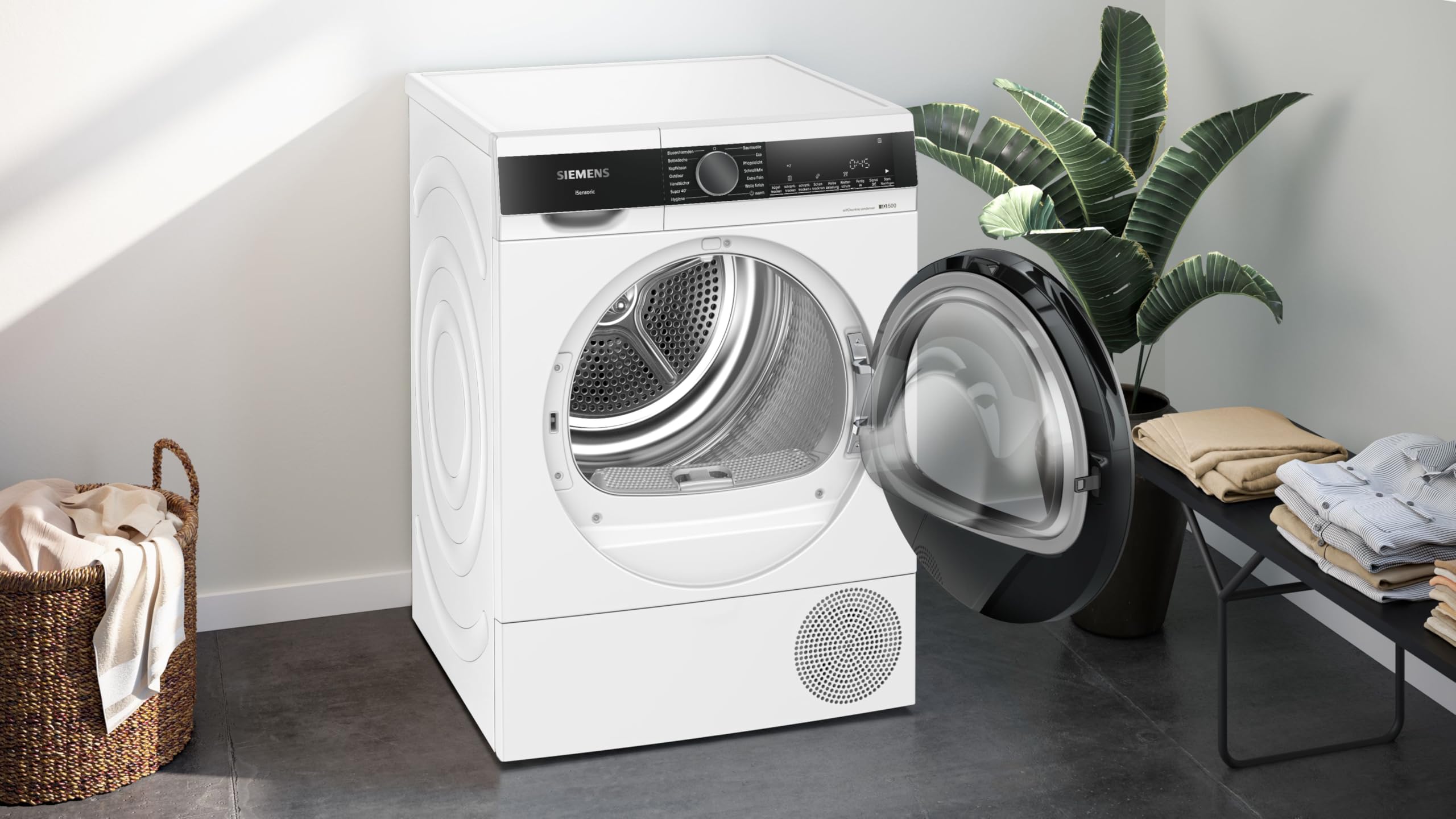 Siemens WQ45G2D00 iQ500 Wärmepumpen-Trockner 9 kg, speedPack - Zeit sparen, Selbstreinigender Kondensator, autoDry - schonendes und präzises Trocknen, Halbe Beladung