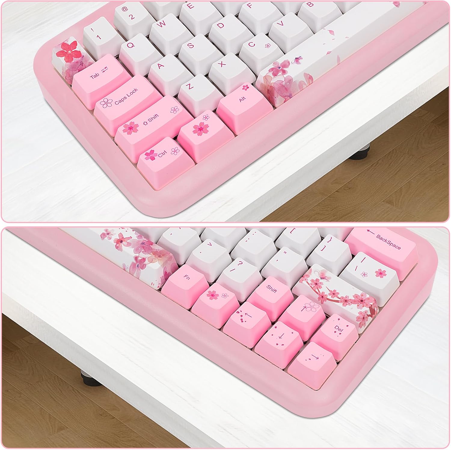 (Only Keycaps) Saku-ra 60% PBT Keycaps Set OEM for MX Switches Mechanical Keyboard ANSI Layout Compatible with GH60 RK61/ALT61/Annie/poker GK61 GK64 (English)
