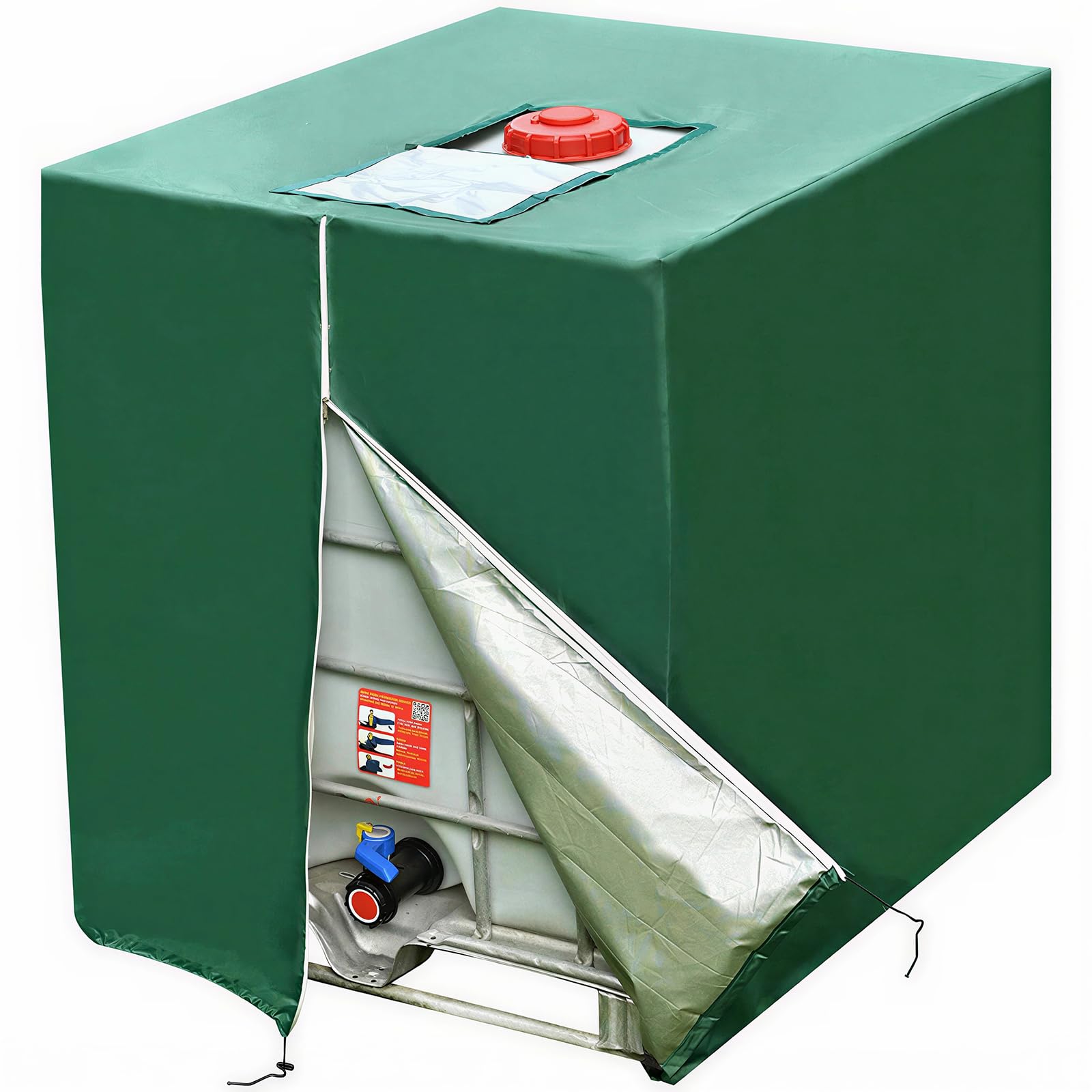IBC Tank Cover 1000L, 210D Oxford Waterproof Dustproof UV-Resistant, Green