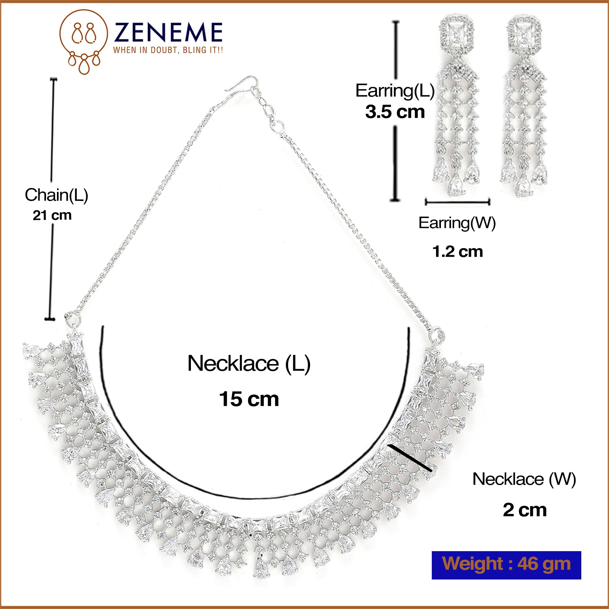 American Diamond Floral Choker Necklace Set